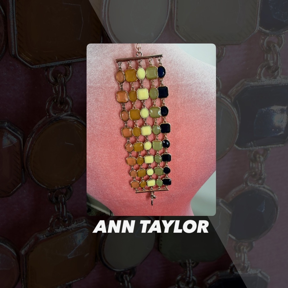 Beautiful Ann Taylor Multi-Color Gemlink Bracelet - Yellow, Navy, Peach